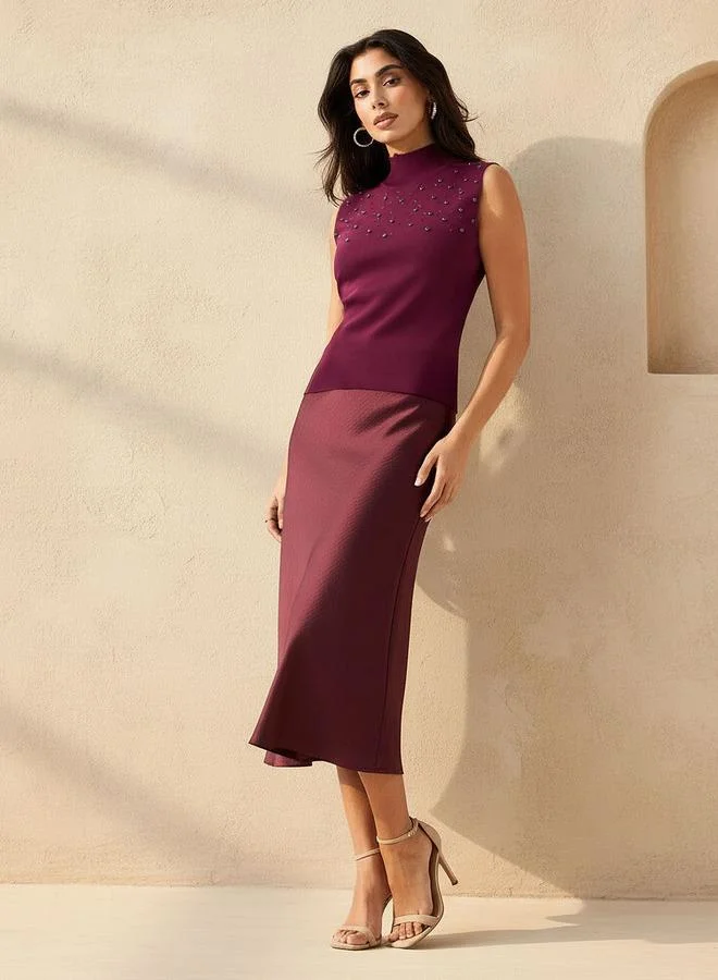 ايكونيك Iconic Sleeveless Top with Embellishment