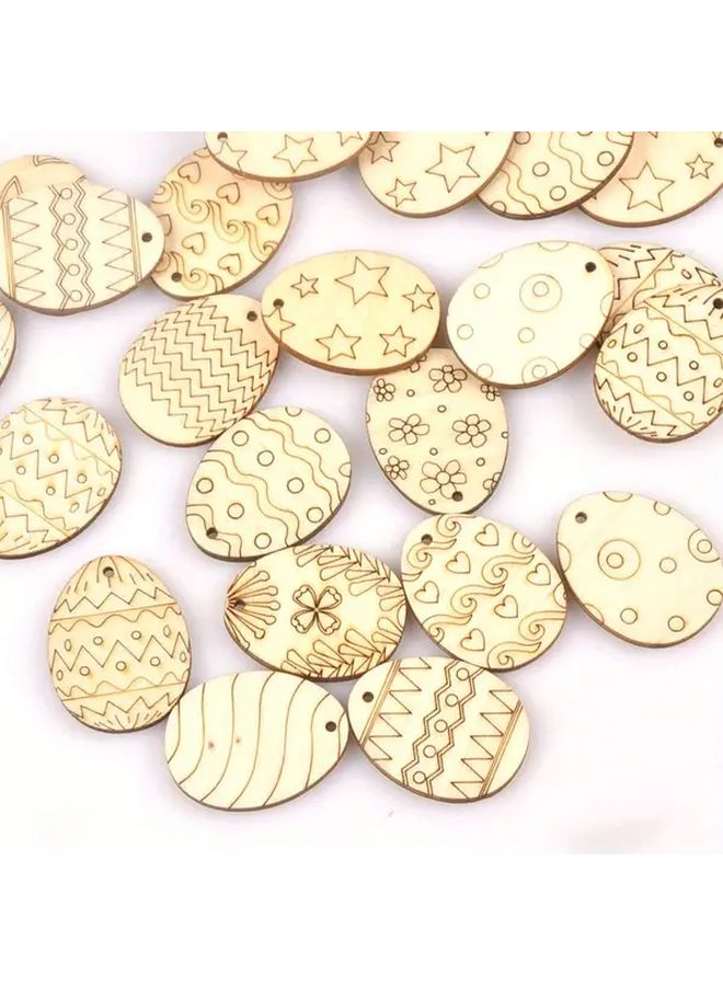 25 Pcs Unfinished Wooden Easter Eggs DIY Craft Blank Slices for Painting - Image 5