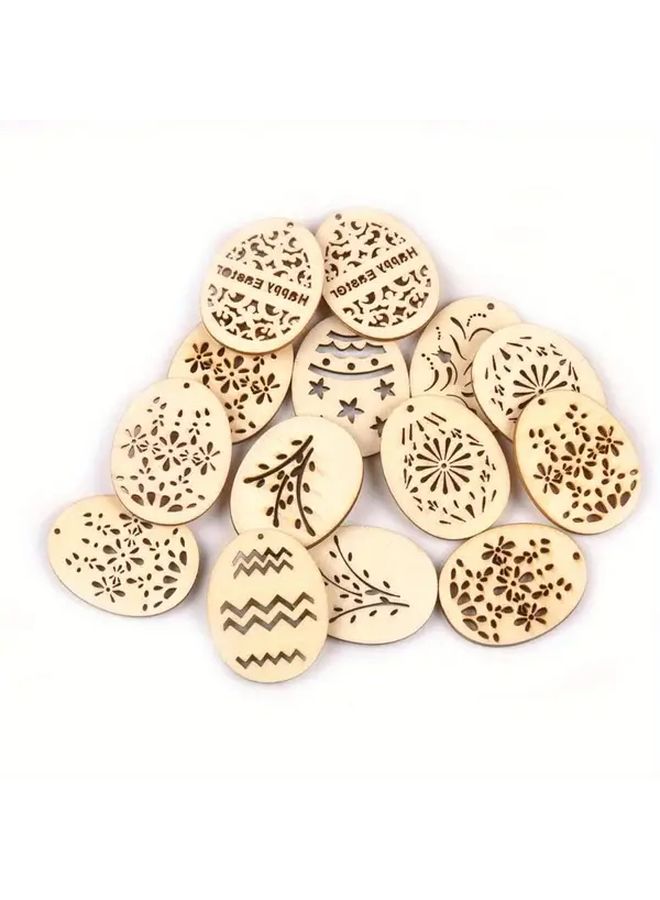 25 Pcs Unfinished Wooden Easter Eggs DIY Craft Blank Slices for Painting - Image 1