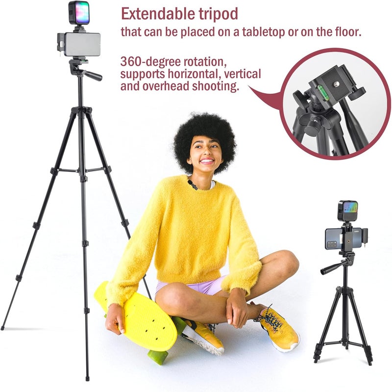 Tiyyontek Vlogging Kit for iPhone,YouTube Starter Kit,Youtuber Kit Beginner Content Creator Essentials Kit for Android Phone,Vlogging Camera Kit with Extendable Tripod/Wireless Microphone/RGB Fill-in Light - Image 3