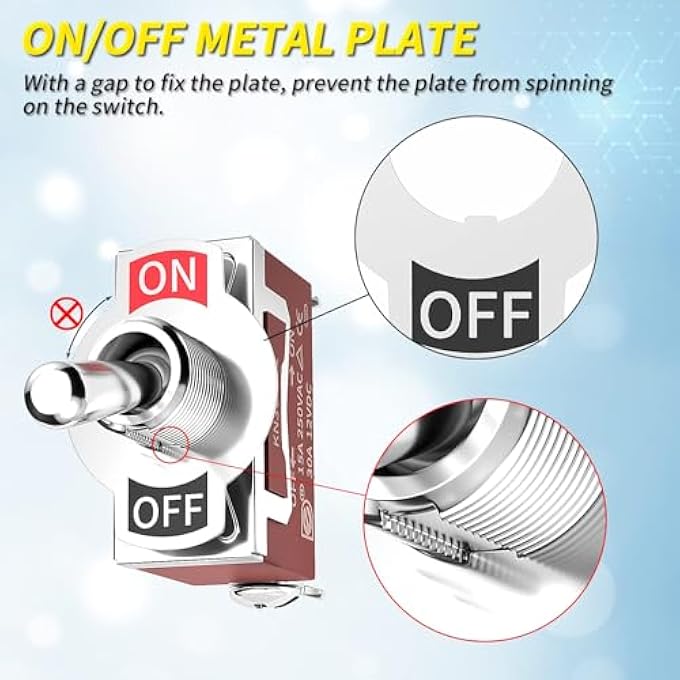 ريحني مفتاح تبديل 12 فولت تيار مستمر 125 فولت Spst 2 دبوس مفتاح تبديل بحري مقاوم للماء 12 فولت مفتاح تبديل إيقاف التشغيل 30 أمبير شديد التحمل مع غطاء صندوق السيارة للسيارات والقوارب والشاحنات عبوة من 3 قطع - Image 3