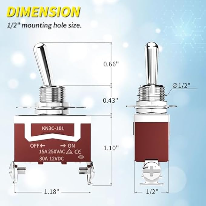 ريحني مفتاح تبديل 12 فولت تيار مستمر 125 فولت Spst 2 دبوس مفتاح تبديل بحري مقاوم للماء 12 فولت مفتاح تبديل إيقاف التشغيل 30 أمبير شديد التحمل مع غطاء صندوق السيارة للسيارات والقوارب والشاحنات عبوة من 3 قطع - Image 2