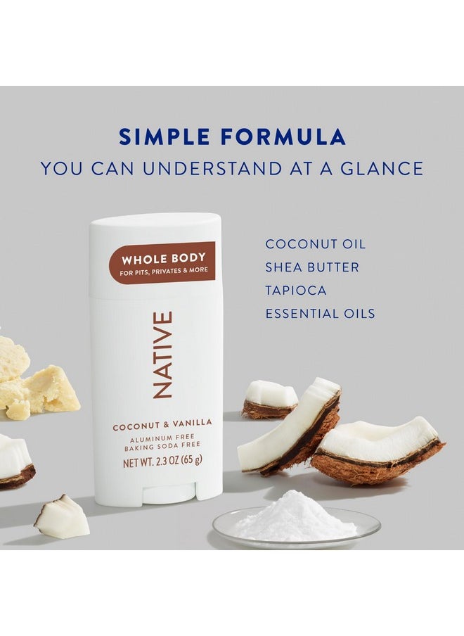 native - Native Whole Body Deodorant Stick Contains Naturally Derived Ingredients, Deodorant for Men and Women | 72 Hour Odor Protection, Aluminum Free with Coconut Oil and Shea Butter | Coconut & Vanilla - Image 1