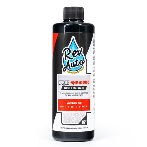 Rev Auto Rev Auto Wrap Shampoo Vinyl Wrap Car Wash Soap for Foam Cannons Bucket Washes HighFoaming pHBalanced Car Soap Safe for Gloss Satin Matte Printed Chrome More 16 Fl Oz