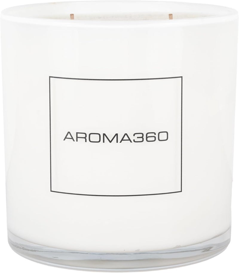 AROMA360 Aroma360 4-Wick Candle - 300-Hour Burn Time - Aromatherapy Candle with Scents Inspired by 1 Hotel - Leather, Sandalwood & Amber - My Way, 55 oz, White 