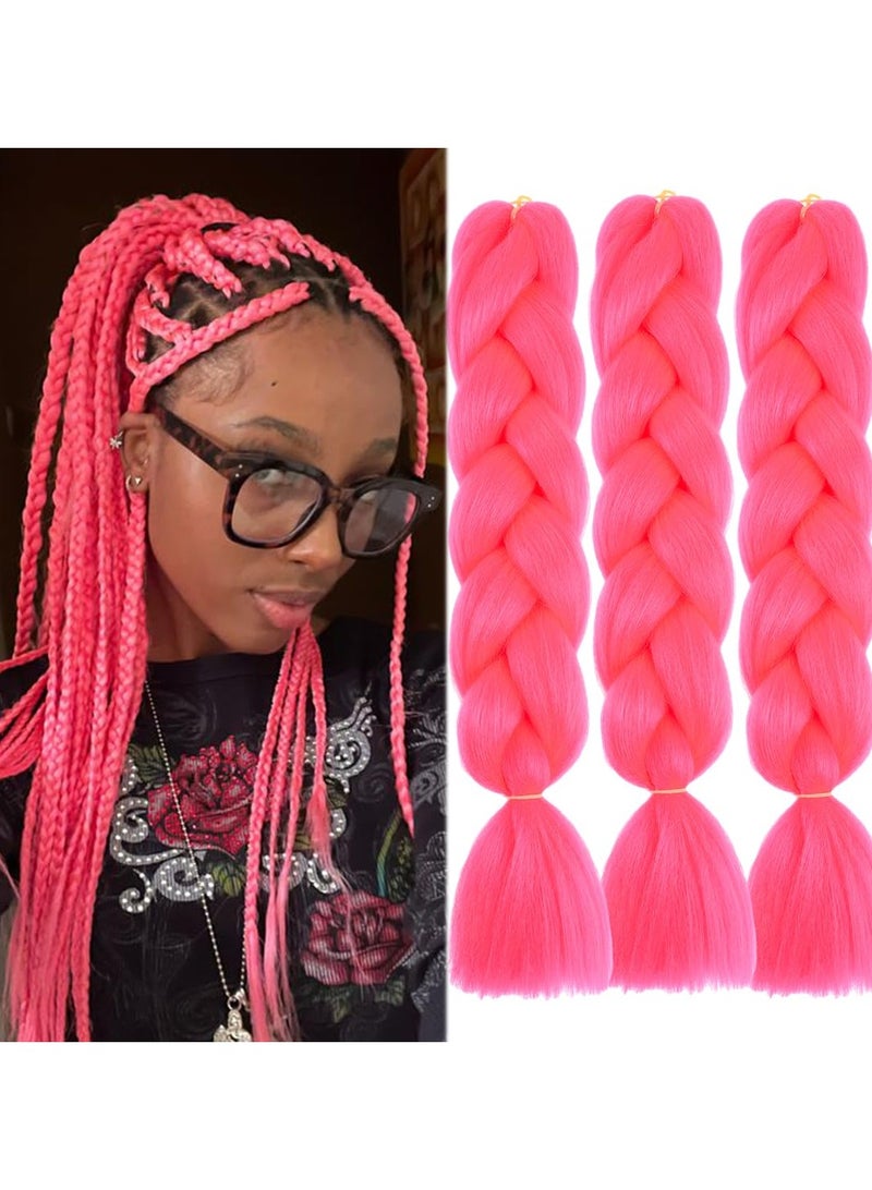 Estelle African braids Hair Extension,Crochet Braiding Hair Extensions Synthetic Braiding Hair High Temperature Synthetic Fiber Yaki Jumbo Braiding Hair (darkpink, 3 pcs) - Image 1