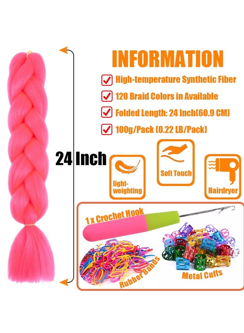 Estelle African braids Hair Extension,Crochet Braiding Hair Extensions Synthetic Braiding Hair High Temperature Synthetic Fiber Yaki Jumbo Braiding Hair (darkpink, 3 pcs) - Image 3