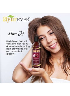 AYUREVER Red Onion Hair Oil For Hair Growth And Hair Fall Control Prevents Dandruff With Deep Root Comb Applicator Enriched Onion Oil Almond Oil Hibiscus Oil (100Ml)  - Image 5