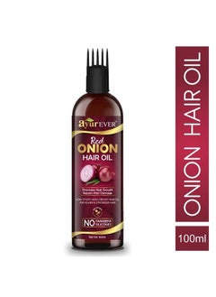 AYUREVER Red Onion Hair Oil For Hair Growth And Hair Fall Control Prevents Dandruff With Deep Root Comb Applicator Enriched Onion Oil Almond Oil Hibiscus Oil (100Ml)  - Image 3