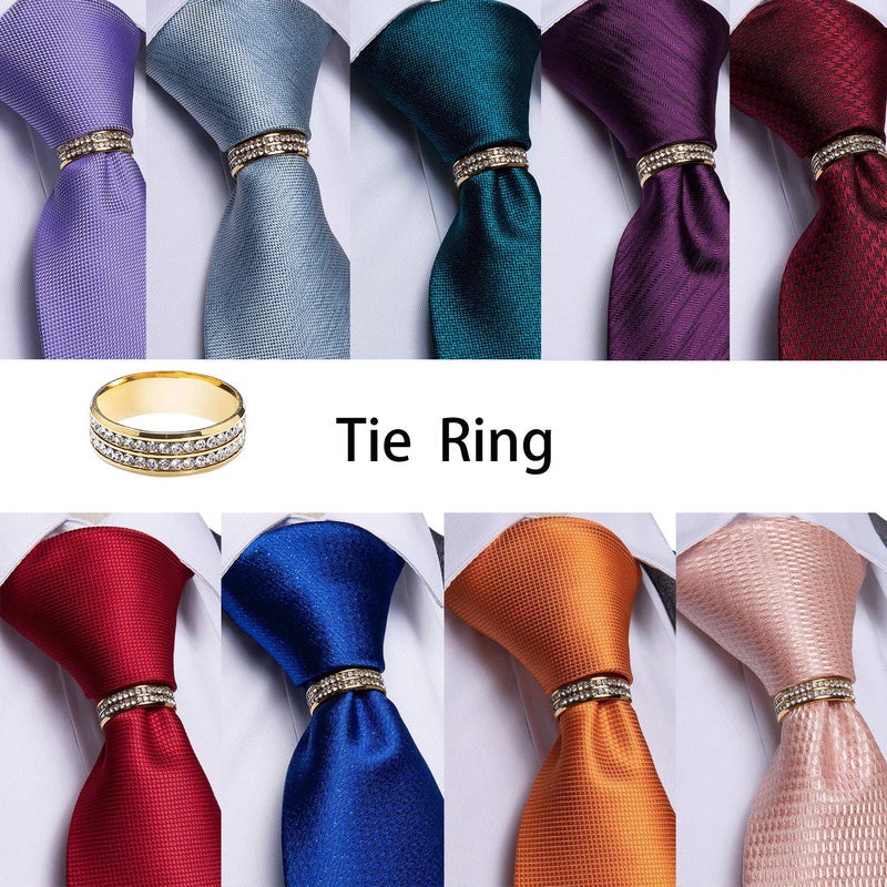DiBanGu Mens Tie Ring Solid Tie Accessories with Diamond for Necktie Wedding Party Gift, Gold and Silver - Image 2