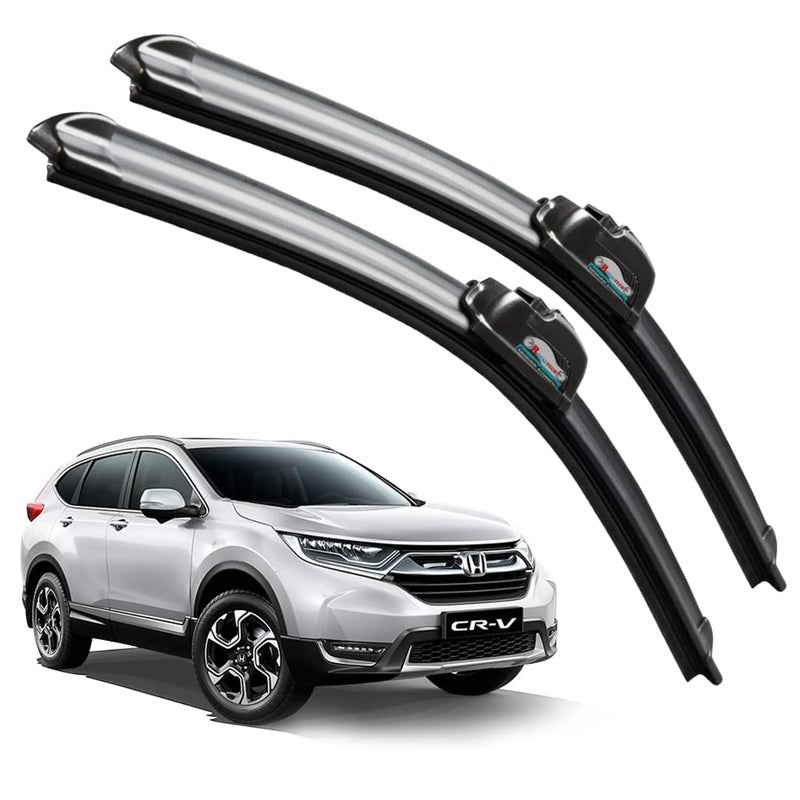 ROYALTECH Frameless Rubber Car Wiper Blades Set of 2 Compatible with (CR-V New (Model : 2017-2019) (D-26,P-16)) - Image 1