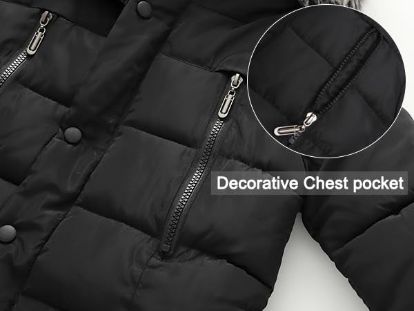 YAGATA Toddler Coat Thicken Fur Collar Hoodie Down Toddler Jacket Warm Toddler Winter Puffer Jacket Black 3-4T 110 - Image 5