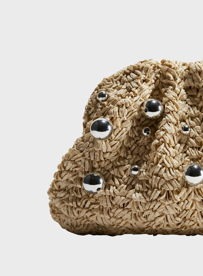 H&M Embellished Straw Clutch
