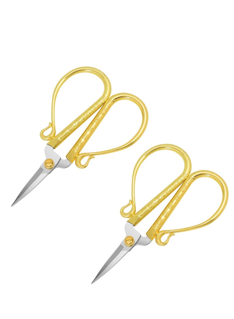 Suntown Embroidery Scissors Vintage Sewing Scissors Stainless Steel Cross Stitch Scissors with Comfortable Large Handles for Embroidery Sewing Art Work Craft DIY Daily Use 2PCS - Image 1