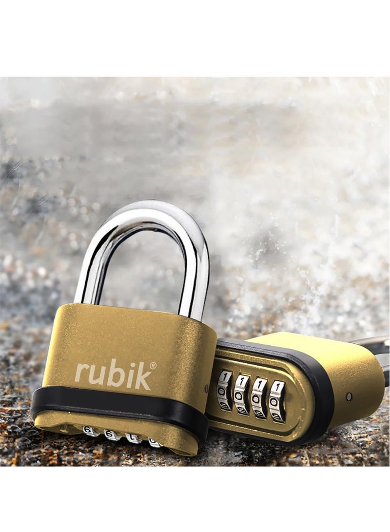 Rubik 4-Dials Combination Padlock, Alloy Steel Cabinets, Toolbox, Door Security Lock for Home Office  - Image 2