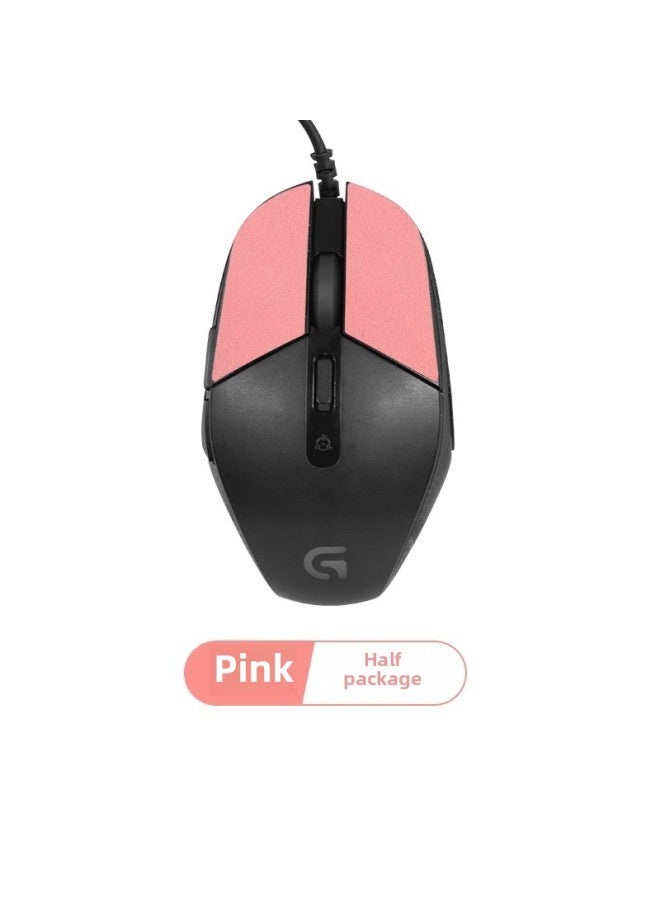 For Logitech G302 Mouse Sticker G303 Anti-slip Sticker Mouse Sticker Protective Film Anti-sweat Sticker Anti-scratch Film Side Skirt Sticker-color:[Half Pack] A Pair Of Pink Suede Mouse Stickers  - Image 1
