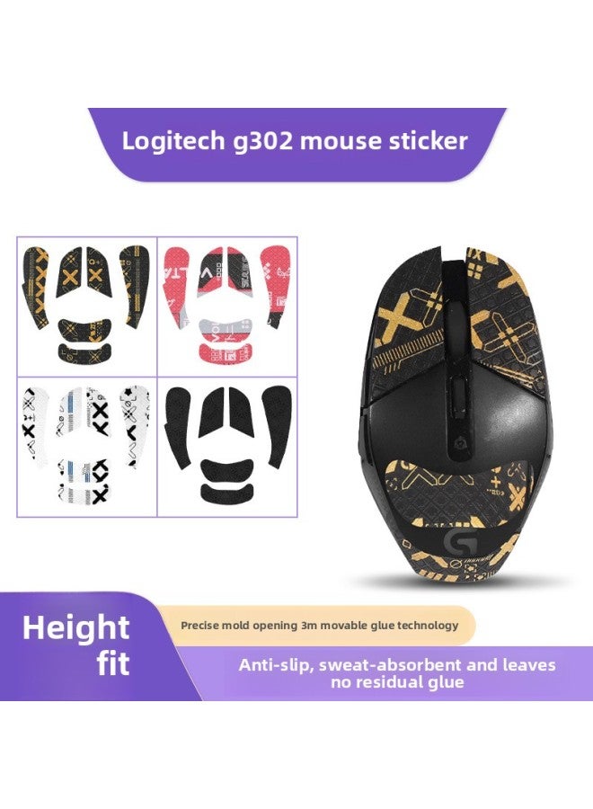 For Logitech G302 Mouse Sticker G303 Anti-slip Sticker Mouse Sticker Protective Film Anti-sweat Sticker Anti-scratch Film Side Skirt Sticker-color:[Half Pack] A Pair Of Pink Suede Mouse Stickers  - Image 2