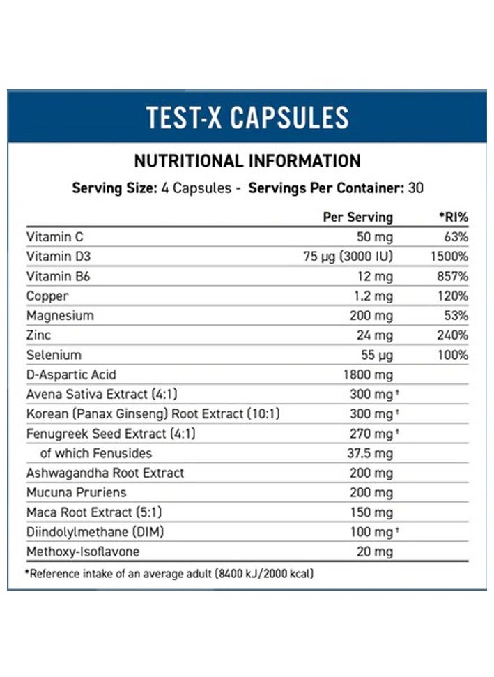 Test X Testosterone Support 120 Capsule