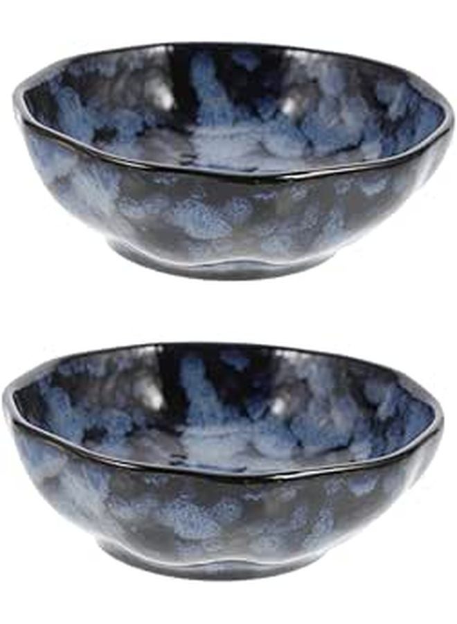 Japanese Style Ceramic Dipping Bowls Set of 2 Appetizer Plates for Sauces Easy Clean Smooth Finish - Image 1