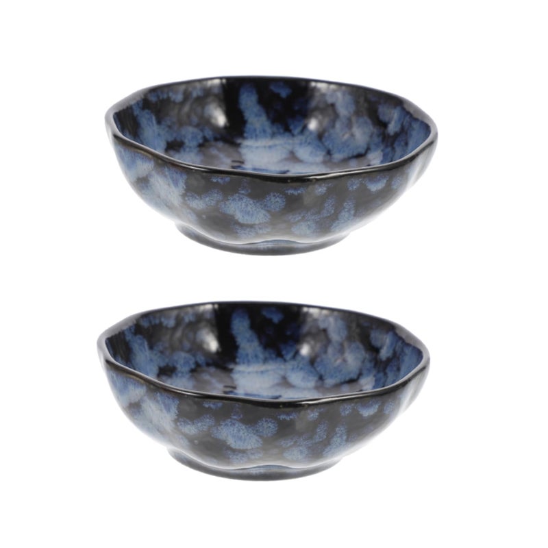 Japanese Style Ceramic Dipping Bowls Set of 2 Appetizer Plates for Sauces Easy Clean Smooth Finish - Image 2