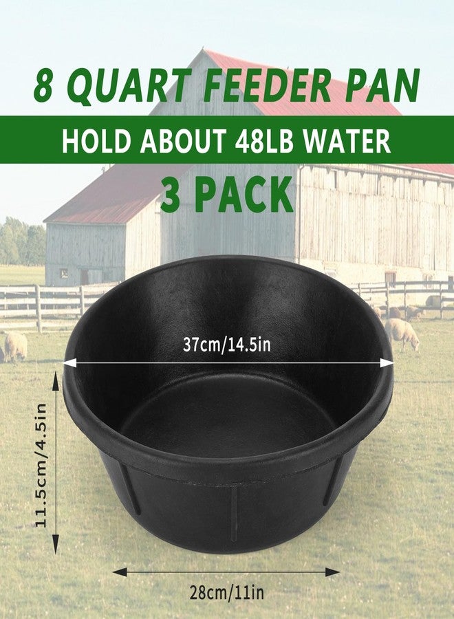 Midollarle 3Pcs Heavy Duty Rubber Feed Pan, 8Q/2Gal Horse Feed Bucket - Image 2