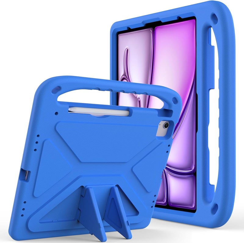 Beauenty For Ipad Pro 11 2024 Ipad Air 11 2024 Kids Case, Lightweight Kid Friendly Shockproof Protective Case Handle Stand Heavy Duty Tablet Cover (Blue) - Image 2