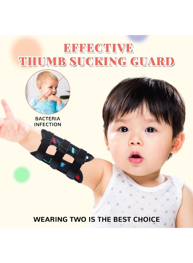 Threlaco 2 Pack Thumb Sucking Stop for Kids Toddlers Nail Biting Treatment Dinosaur Finger Sucking Deterrent Guard Prevention Anti Nose Picking Pediatric Elbow Immobilizer for Boys Girls 2-8 Years - Image 5