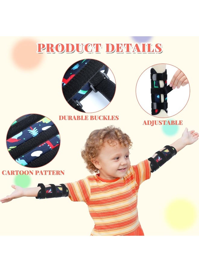 Threlaco 2 Pack Thumb Sucking Stop for Kids Toddlers Nail Biting Treatment Dinosaur Finger Sucking Deterrent Guard Prevention Anti Nose Picking Pediatric Elbow Immobilizer for Boys Girls 2-8 Years - Image 3