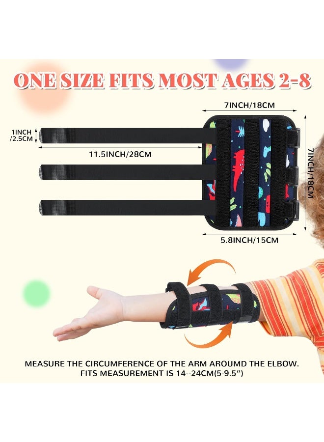Threlaco 2 Pack Thumb Sucking Stop for Kids Toddlers Nail Biting Treatment Dinosaur Finger Sucking Deterrent Guard Prevention Anti Nose Picking Pediatric Elbow Immobilizer for Boys Girls 2-8 Years - Image 2