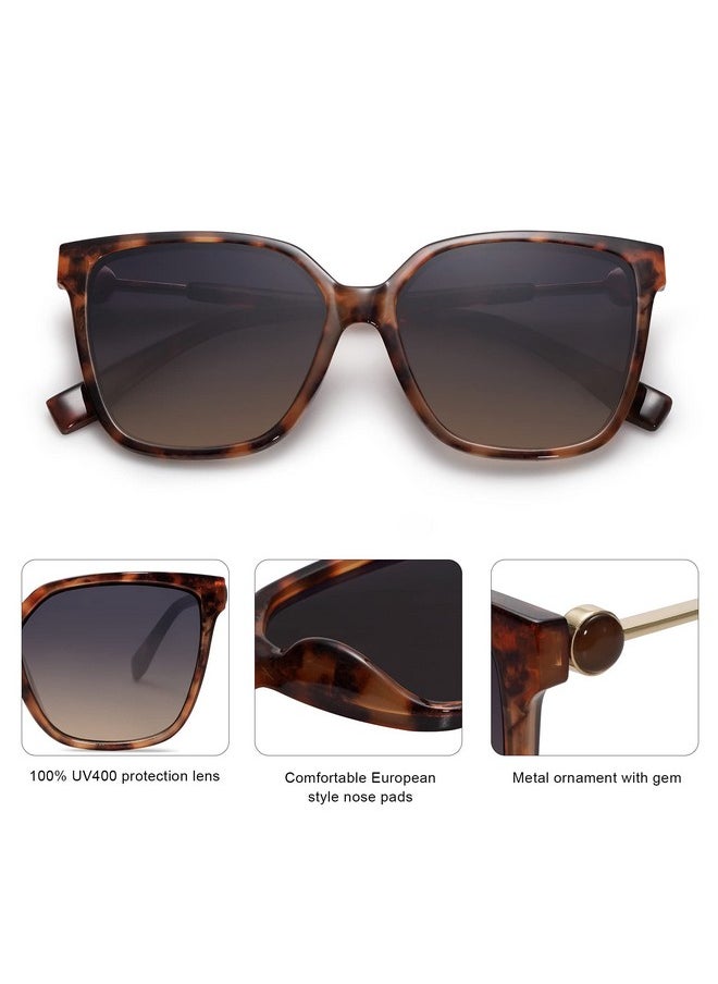 Sojos Fashion Square Sunglasses For Women Trendy Uv Protection Lens Womens Sunnies Sunglasses Sj2196, Brown Tortoise Frame/Top Grey Bottom Brown Lens  - Image 4