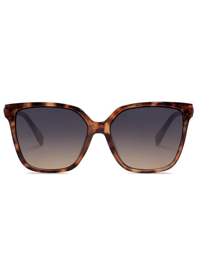 Sojos Fashion Square Sunglasses For Women Trendy Uv Protection Lens Womens Sunnies Sunglasses Sj2196, Brown Tortoise Frame/Top Grey Bottom Brown Lens  - Image 3