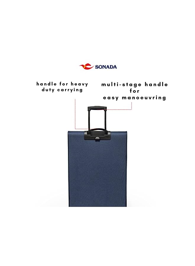 SONADA Softside Ultra Lightweight Carbon Technology Luggage Check-in 23 Inches, Expandable, Front Easy access Pocket, Digit Lock With 4 Spinner Wheels (Checked Luggage 23-Inch, Navy)  - Image 2
