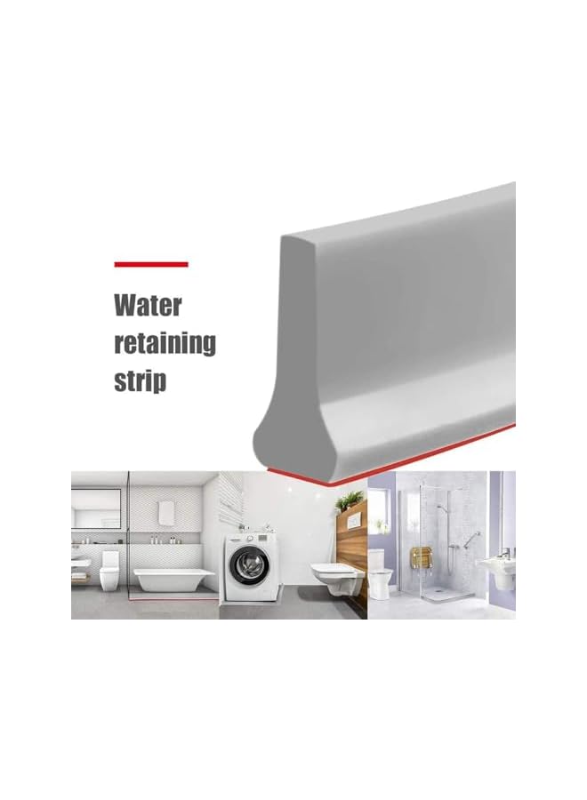 The Bros Shower Water Stopper, 3M Self-Adhesive Bathroom Water Stopper, Collapsible Silicone Water Retaining Strip, Dry and Wet Separation Premium Water Barrier for Bathroom Kitchen Floor (Grey) - Image 2