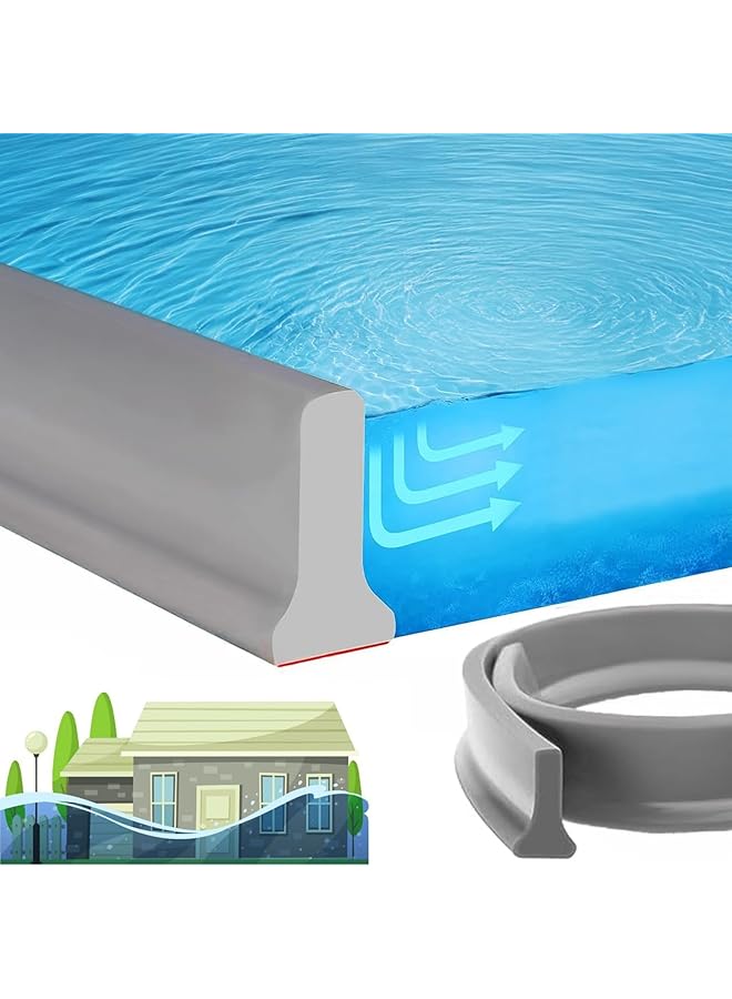 The Bros Shower Water Stopper, 3M Self-Adhesive Bathroom Water Stopper, Collapsible Silicone Water Retaining Strip, Dry and Wet Separation Premium Water Barrier for Bathroom Kitchen Floor (Grey) - Image 1