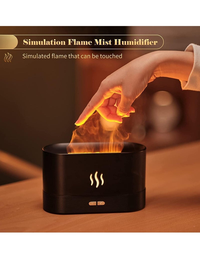 Essential Oil Diffuser, Simulation Flame Upgrade Mist Air Humidifier, 180ml Aromatherapy Diffuser, 2 Night Lights Brightness and Auto Shutdown (Black)  - Image 2