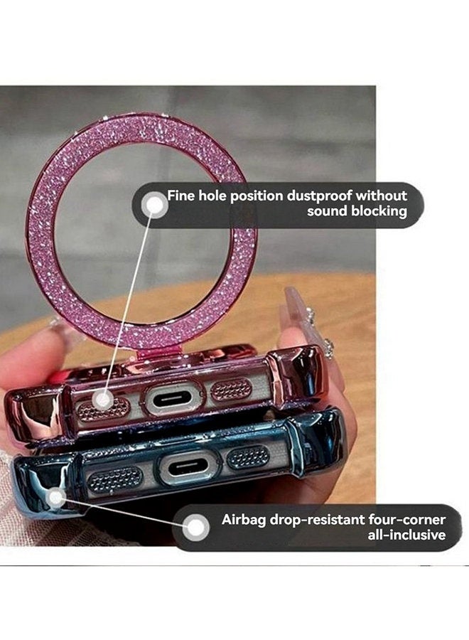 Magnetic Glitter for Xiaomi Redmi Note 15 Pro Case，Camera Lens Protector，Sparkly Stand，Makeup Mirror，Support Wireless Charging， Luxury Gradient Shockproof Xiaomi Redmi Note 15 Pro 5G Cover - Image 5