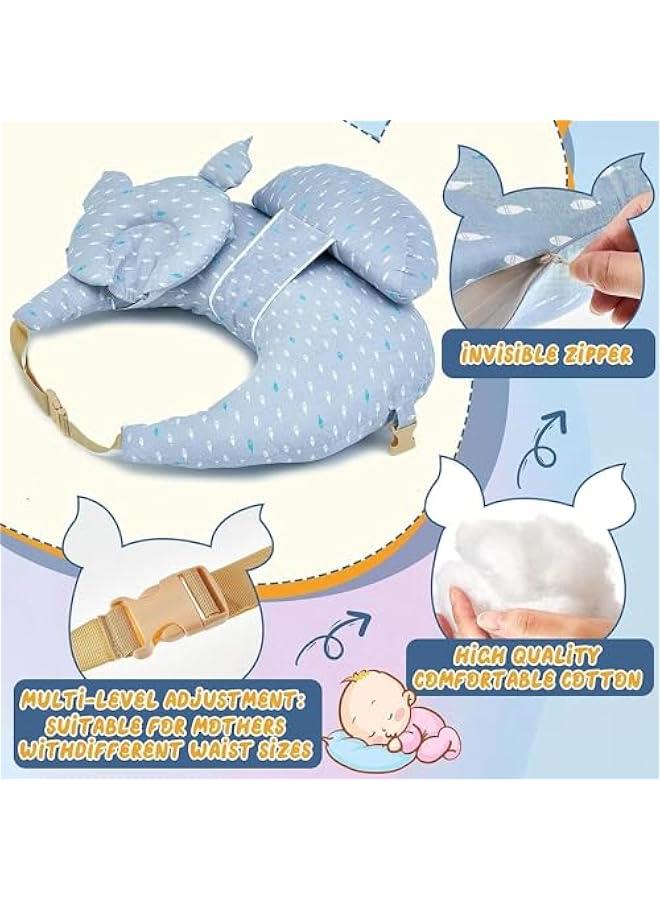HOOKOR Nursing Pillow,Multipurpose Breastfeeding Pillow for More Support for Mom and Baby,Ergonomic Baby Feeding Pillow with Adjustable Waist Strap and Removable Cotton Cover (Light green) - Image 2