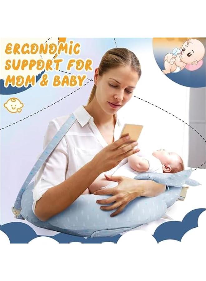 HOOKOR Nursing Pillow,Multipurpose Breastfeeding Pillow for More Support for Mom and Baby,Ergonomic Baby Feeding Pillow with Adjustable Waist Strap and Removable Cotton Cover (Light green) - Image 5
