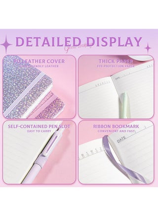 Bling A5 Notebook, Lined Journal Notebook A5 Notepad for Girls Women,Cute Heart Pattern Design Glitter Laser Diary College Ruled Hardcover Notebook for Work, School, Note Taking, Business (Pink) - view 5