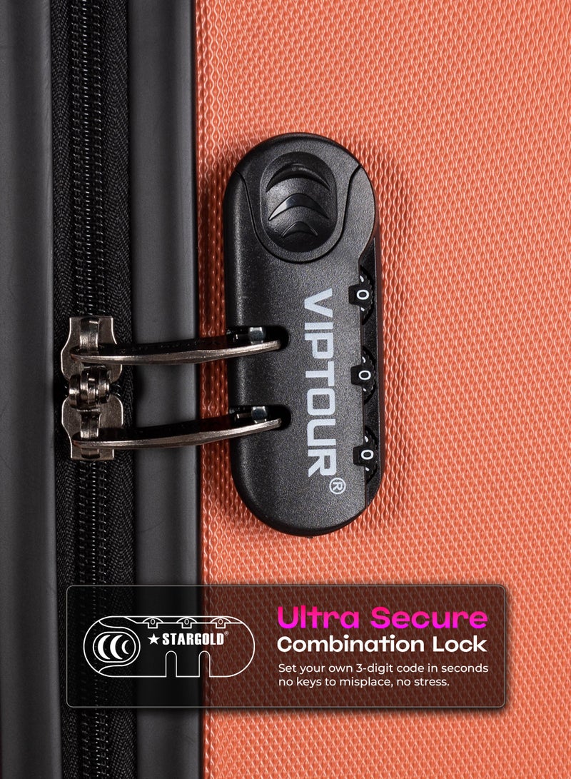 VIPTOUR Set of 4 Light Weight Polyester Jacqard Trolley Luggage With Number Lock 20,24,28,32 Inches - Image 3