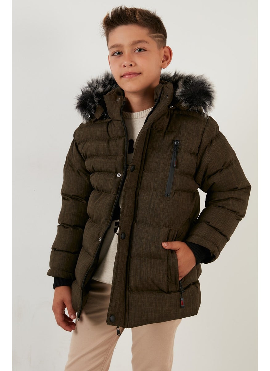 Plush Lined Removable Hooded Winter Coat with Pockets Boys' Coat 5760024 - pzsku/Z318B900848EA1EFFC645Z/45/_/1728060840/a44474bd-25a0-42ae-a80f-d8ca161d1275