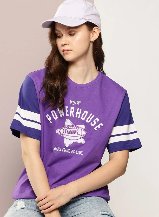 ديلينجر تيشيرت واسع بتفاصيل مرقعة وأكمام قصيرة