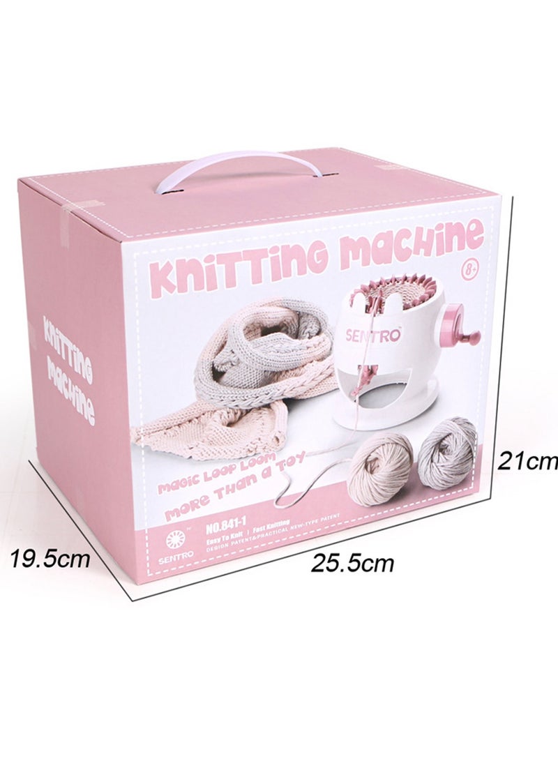 Light Pink Eggshell Children'S Small Hand-Cranked Knitting Machine, Diy Creative Wool Hat Scarf Socks Rotary Double-Layer Knitting Machine Kit, Suitable For Adults And Children - Image 3