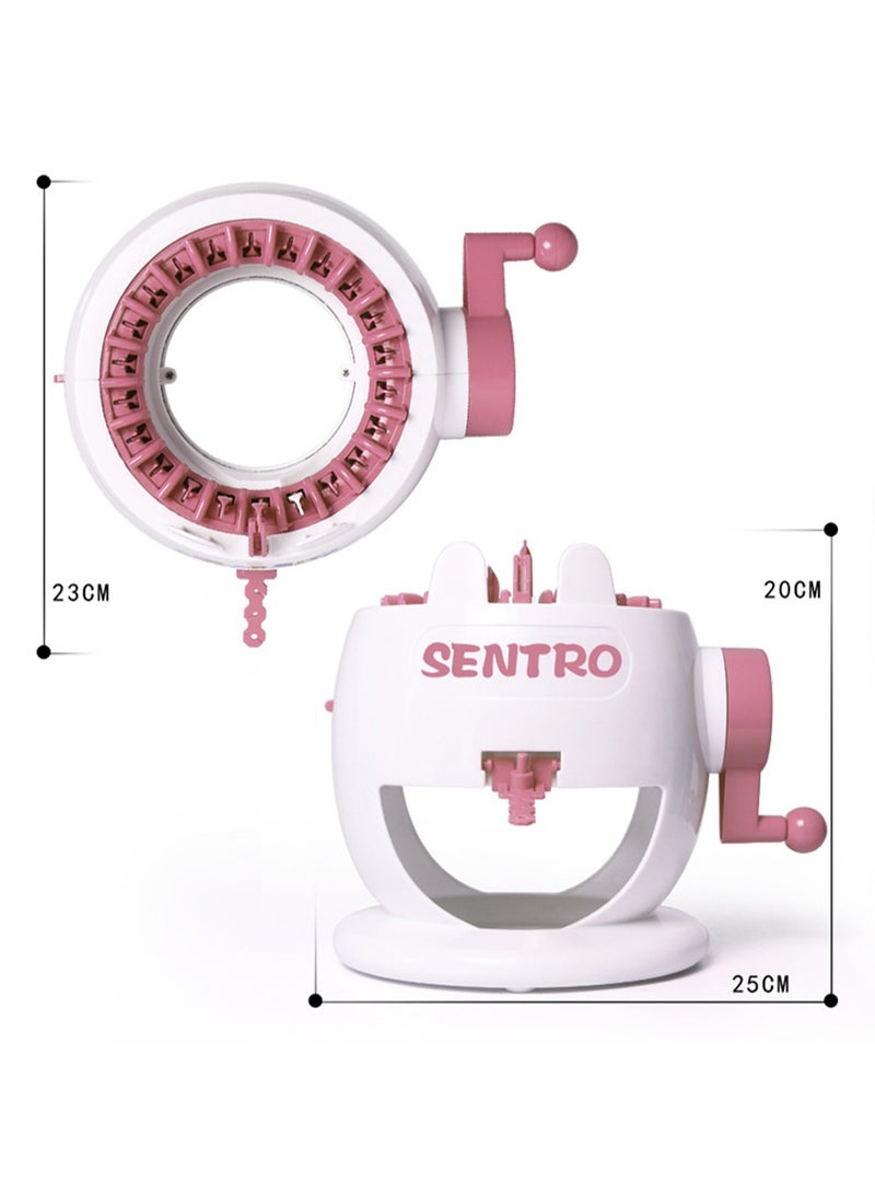 Light Pink Eggshell Children'S Small Hand-Cranked Knitting Machine, Diy Creative Wool Hat Scarf Socks Rotary Double-Layer Knitting Machine Kit, Suitable For Adults And Children - Image 2