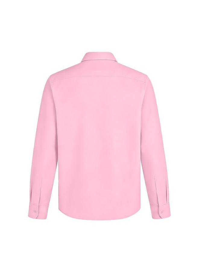 Bovvflex Boys Shirt with Pocket Solid Long Sleeve Button Down Uniform Shirts for Toddlers Teens (2-18 Years), Pink, 7 - Image 4