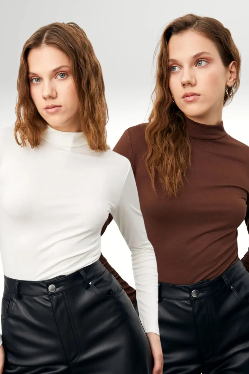 بيبانتولون BIPANTOLON Women's 2-Pack Slim Fit Bodysuits