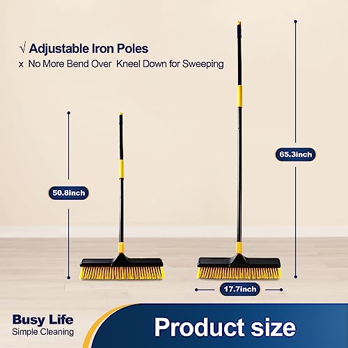 Yocada 18 Inch Push Broom Heavy-Duty Outdoor Commercial Broom Brush Stiff Bristles for Cleaning Patio Garage Deck Concrete Wood Stone Tile Floor 65.3 inch Long - Image 3