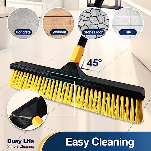 Yocada 18 Inch Push Broom Heavy-Duty Outdoor Commercial Broom Brush Stiff Bristles for Cleaning Patio Garage Deck Concrete Wood Stone Tile Floor 65.3 inch Long - Image 5