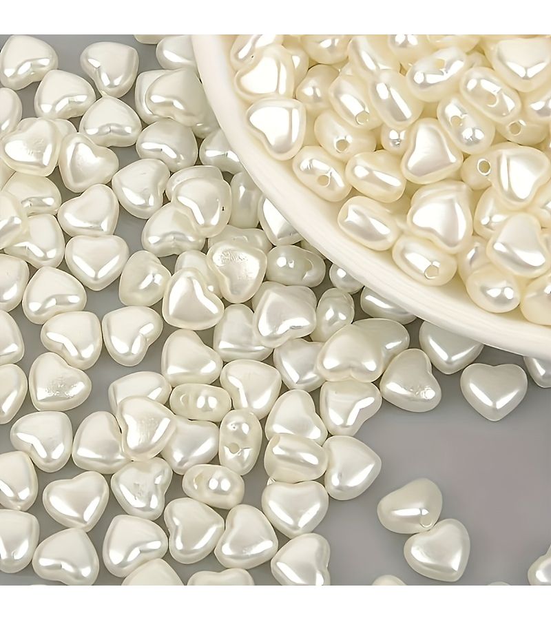 300pcs ABS Plastic Heart Shaped Beads For DIY Jewelry Crafting Assorted - Image 3