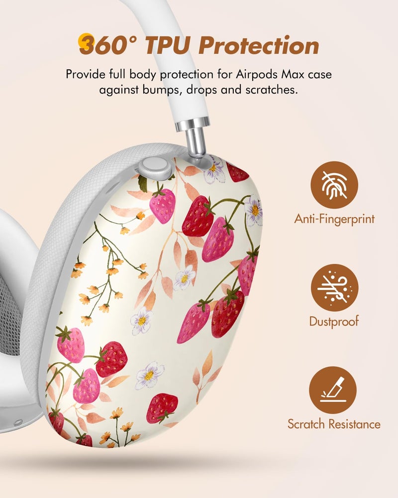 Joyleop for Airpods Max Case - Durable Hard for AirPods Max Covers, Cute Protective Headphones Case with Unique Design, Pretty Essential Accessories for Headphones, Floral Berry - Image 2